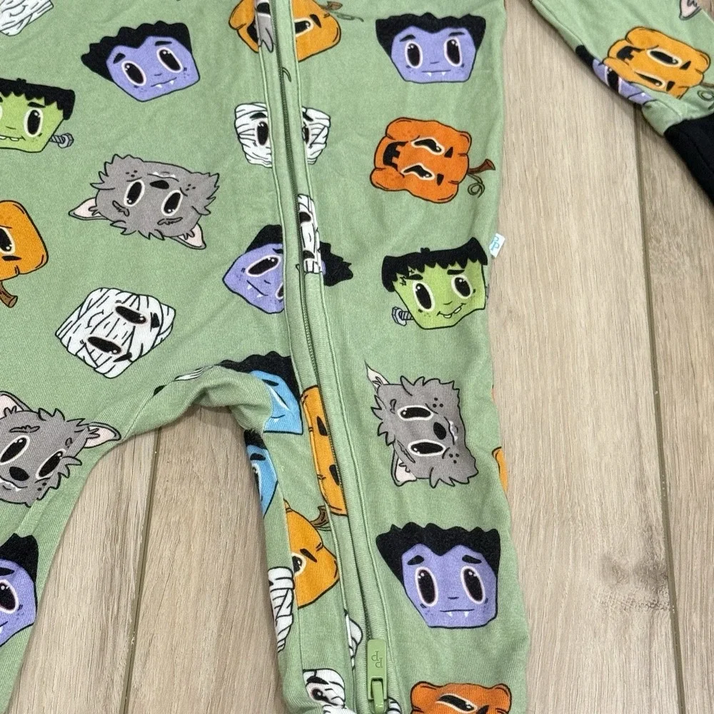 Posh Peanut Halloween Zippy Bamboo‎ Pajamas Size 6-9 Months Pumpkin Frankenstein